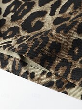 levne Džínové šortky-Dámské Kraťasy Kalhoty Šik ven Na běžné nošení Krátký Přírodní Leopard Kapsy Elastický pas Pohodlný Pohodlné Dovolená Jdeme ven Hnědá Léto Běžný