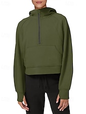 cheap Plain Tops-Women&#039;s Pullover Hoodie Sweatshirt Plain Streetwear Casual Long Sleeve Hooded Regular Tops Street Holiday Zipper Light Pink Black Pink Red Navy Blue Winter