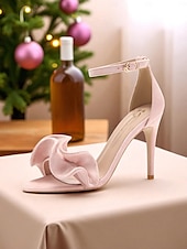abordables cocktail-Sandales à talons hauts en velours rouge pour femmes, avec bride à la cheville - talons aiguilles élégants pour les fêtes de Noël et les occasions formelles