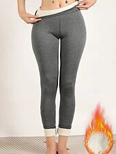 economico Leggings foderati in pile-Per donna Pantaloni in Pile Pantaloni Eleganti Leggings Streetwear Casual Lunghezza intera Naturale Semplice Elastico in vita Calore Termico Comodo Vacanza Uscire Nero grigio Grigio Grigio chiaro