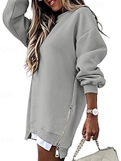 economico Felpe e Sweatshirt Texturizzati-Per donna Felpa Pullover Felpe Semplice Casual Manica Lunga Girocollo Top Regolari Streetwear Ferie Patchwork Nero Beige Grigio Autunno Inverno