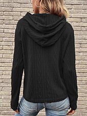 economico Top Semplici-Per donna Felpa con cappuccio Semplice Casual Manica Lunga Con Cappuccio Top Regolari Streetwear Abbigliamento Quotidiano Nero Vino Marrone Grigio Autunno Inverno