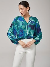 voordelige Blouses &amp;amp; Shirts-abstracte bloemen chiffon crop top