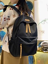 tanie Plecaki studenckie-damski prosty, wodoodporny plecak o dużej pojemności - prosty, lekki plecak z wieloma kieszeniami do przechowywania na uczelnię, w podróż i do codziennych dojazdów