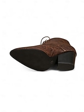 baratos Botas de tornozelo-Botas femininas retrô de cano curto com cadarço e bico fino - botas curtas de salto bloco em couro sintético para o outono, estilo urbano &amp;roupas do dia a dia