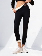 economico Leggings foderati in pile-Per donna Pantaloni in Pile Pantaloni Eleganti Leggings Casual Lunghezza intera Naturale Semplice Elastico in vita Comodo Vacanza Ferie Rosso violaceo Nero Blu marino scuro Azzurro cielo Inverno