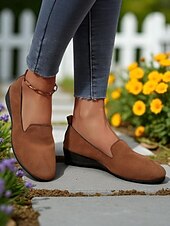 preiswerte Damenhausschuhe und -halbschuhe-Damen-Slipper aus Wildlederimitat – bequeme Freizeit-Loafer zum Spazierengehen, Einkaufen und für Gartenaktivitäten im Freien