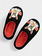 abordables Pour les femmes-Chaussons unisexes en polaire brodés pour chien d&#039;Halloween – chaussures d&#039;intérieur confortables avec motif citrouille pour femmes et hommes