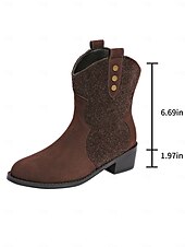 abordables Cowboy et bottes occidentales-Bottes mi-mollet western couleur café pour femmes avec boutons décoratifs – design élégant inspiré de la ferme pour les festivals de récolte et les vêtements d&#039;extérieur décontractés