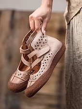 preiswerte Ballerinas für Damen-Mary-Jane-Schuhe aus Kunstleder mit weiter Passform und Cut-outs – bequemer Retro-Casual-Stil für Bauernhofbesuche, Gartenspaziergänge und Wochenendausflüge