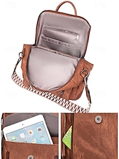 abordables Sacs à Dos de Mode-Sac à dos convertible en similicuir pour femme – Sac à bandoulière vintage multi-poches avec pompon pour les déplacements quotidiens, les voyages et le travail