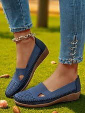 preiswerte Damenhausschuhe und -halbschuhe-Atmungsaktive Flyknit Cut-Out-Loafer für Damen – leichte, lässige Schlupfschuhe für Gartenarbeit und Outdoor-Aktivitäten