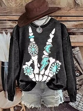 economico Felpa e Hoodie di Halloween-Per donna Felpa Pullover Felpe con cappuccio Grafico Teschio Astratto Moda Casual Manica Lunga Girocollo Top Regolari Streetwear Abbigliamento Quotidiano Stampato Nero Vino Viola Verde Primavera