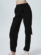 abordables pantalon cargo femme-Femmes Pantalons Cargo Slacks Streetwear Occasionnel Longueur complète Naturel Uni Avec Poches Conception à cordon élastique Doux Tenue quotidienne Week-end Noir Rouge Fuchsia Gris argenté Automne