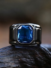 ieftine Bijuterii pentru bărbați-Inel bărbătesc negru din aliaj cu piatră prețioasă pătrată neagră – inel elegant și elegant pentru ținute casual și de seară