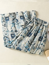 abordables Jupes graphiques-Femmes Jupe Longue Élégant Bohème ancien Occasionnel Maxi Taille haute Jupes Floral Non Elastique Vacances Décontracté Couleur de l&#039;image Été Coton Lin