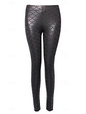 baratos -Mulheres Leggings Roupa de rua Casual Longas Cintura Alta Tecido Corte alto Respirabilidade Macio Com Stretch Rua Para Noite Prata Preto Vermelho Azul Royal Outono Normal