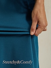 levne Party šaty-Dámské Maxi šaty Plášťové šaty Elegantní Večírek Semiformální šaty Svatební host Koktejlový večírek Pevná barva Bez rukávů Tričkový Úzký výstřih Inkoustová modř Léto Jaro Podzim
