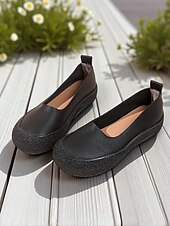preiswerte Damenhausschuhe und -halbschuhe-Damen Flache Schuhe Barfußschuhe Weiche Schuhe Schuhe mit weiter Passform Täglich Reise Muttertag Flacher Absatz Runde Zehe Lässig Komfort Minimalismus Kunstleder Loafer Schwarz Kaffee