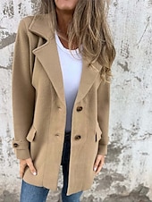 preiswerte Trenchcoats-Damen Winterjacke Mantel Freizeitjacke Warm Bequem Tasche Knöpfe Mode Modern Lässig Einfach Outdoor Straße Ausgehen Einreihig Regulär Steigendes Revers Normale Passform Langarm Oberbekleidung Schwarz