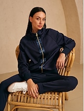 cheap Sweatshirt &amp; Outerwear-Women&#039;s Golf Jacket Dark Grey Black White Long Sleeve Top Ladies Golf Attire Clothes Outfits Wear Apparel