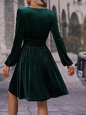 ieftine Rochie simplă-Pentru femei Rochie Mini Rochie casual Rochie de iarnă Modă Modern Zilnic Sfârșit de săptămână Fit regulat Simplu Manșon Lung În V Negru Roșu-aprins Trifoi Vară