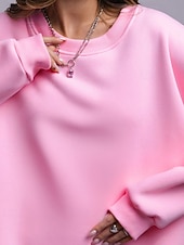 levne Jednoduché mikiny-Dámské Svetrová mikina Mikiny Bez vzoru Šik ven Na běžné nošení Dlouhý rukáv Tričkový Běžné topy ulice Dovolená Jdeme ven Bílá Světlá růžová Světle šedá Podzim Zima