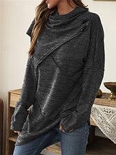 preiswerte Damen Einfache Oberteile-Damen Pullover Mode Täglich Lässig Einfarbig Gerippt Kapuze Gestrickt Langarm Normale Oberteile Stricken Täglich Ferien Ausgehen Schwarz Wein Herbst Winter