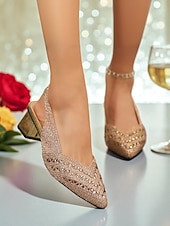 abordables Fête de la Vie Nocturne-Escarpins à bride arrière scintillants argentés pour femmes - Chaussures de soirée scintillantes à talon bas pour la vie nocturne et les événements en soirée