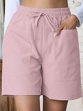 ieftine Pantaloni scurti-Pentru femei chinez Pantaloni Scurți De Bază Casual Scurt Talie Înaltă Simplu Buzunar Curea elastică Confortabil Απαλό Comfortabil Strech În aer liber Stradă Caisă Alb Roz Îmbujorat Albastru piscină