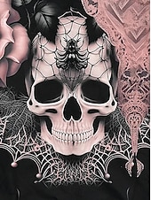 abordables Tops de Halloween-Sudaderas de mujer de Halloween con gráfico de calavera activas vintage de deportes de manga larga con capucha tops regulares casual vacaciones con cremallera con cordón negro primavera otoño