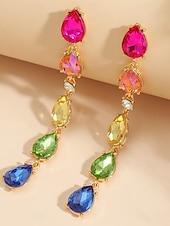 Χαμηλού Κόστους Γυναικείο Σκουλαρίκι-Γυναικεία σκουλαρίκια με κρύσταλλα σε σχήμα ουράνιου τόξου - πολύχρωμα κοσμήματα με δάκρυ για πάρτι και γιορτές