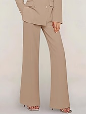 cheap Mom&#039;s Pant Suits-Pants Mother of the Bride Elegant Floor Length Ankle Length Solid Color