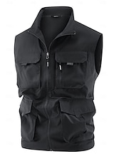 abordables Chalecos-Hombre Chaleco al aire libre Chaqueta táctica Deporte Pesca Acampada y Senderismo Activo Primavera Otoño Multi bolsillo Multicapa Poliéster Táctico Cremallera Negro Azul Marino Caqui Verde Ejército