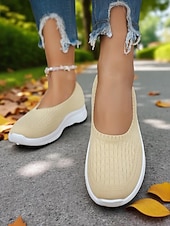 preiswerte Damen-Sneaker-Grüne Flyknit-Wanderschuhe für Damen – leichte, bequeme Slip-On-Schuhe für Spaziergänge im Freien, zum Einkaufen und zum Tragen den ganzen Tag