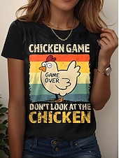 ieftine Umor &amp; Citate tricou-ziua Recunoștinței Pentru femei Tricou Grafic Animal Cocoș Epocă Stilat Clasic Manșon scurt Stil Nautic Rotund Topuri obișnuite Zilnic Sfârșit de săptămână Imprimeu Negru Alb Roz Îmbujorat Albastru