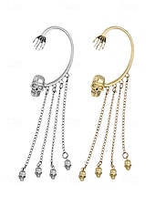 cheap Halloween Accessories-Women&#039;s Halloween Skeleton Skull Drop Earrings Set – Gothic Punk Ear Cuffs with Dangling Chains for Costume Party &amp; Cosplay