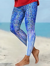 billige Kunst og design trykk-Dame Leggings Ferie Årgang Mote Ankel-lengde Høy Midje Grafisk Abstrakt Printer Myk Pustende Mikroelastisk Formell utendørs Feriereise Rødstrupe-egg Blå Rød Grønn Ametyst Sommer Vår Høst Vinter Slank