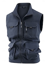 abordables Chalecos-Hombre Chaleco al aire libre Chaqueta táctica Deporte Pesca Acampada y Senderismo Activo Primavera Otoño Multi bolsillo Multicapa Poliéster Táctico Cremallera Negro Azul Marino Caqui Verde Ejército