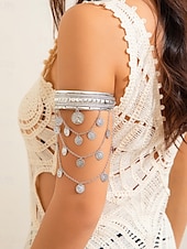 economico Bracciale da donna-Bracciale da donna a strati in oro con ciondoli a forma di foglia - gioiello boho per feste e festival