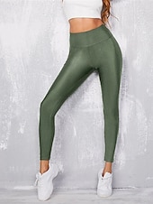 billiga Enkla Leggings-Dam Shorts Damasker Streetwear Ledigt Fullängd Hög midja Slät Elastisk midja Mateial som andas Elastisk Semester Gata Dagliga kläder Rödbrun Kamel Vin Svart Vår Höst Normal