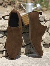 billige Slip-ons og loafers til kvinner-Brune damesko i semsket skinn med lav hæl – komfortabel, avslappet stil for turer utendørs, gårdsbesøk og hverdagsbruk