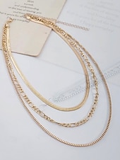 cheap Women&#039;s Necklace-Women&#039;s Gold Layered Chain Necklace – Alloy Choker Set, Trendy Minimalist Jewelry for Parties, Dates and Night Out