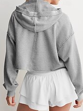 economico Top Semplici-Per donna Felpa con cappuccio Felpe con cappuccio Semplice Streetwear Casual Manica Lunga Con Cappuccio Top Regolari Streetwear Ferie Nero Fucsia Grigio chiaro Autunno Inverno