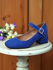abordables Block Heels-Chaussures Mary Jane violettes à talons carrés pour femmes – Escarpins habillés en similicuir à bout rond avec bride réglable pour dames, idéales pour les sorties quotidiennes, les événements scolaires ou le bureau