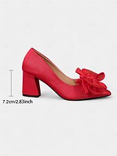 お買い得  1950年代-女性用 ヒール ワーク 日常 リボン チャンキーヒール ポインテッドトゥ エレガント ウォーキング サテン ローファー ブラック レッド