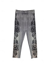 economico -Per donna 3/4 Collant Collant Atletico Lunghezza al polpaccio Vita Alta Floreale Stampa Comodo Sollevamento glutei Controllo addominale Yoga Casual Quotidiano Rosso scuro Blu marino Blu Viola