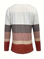 billige Stripe og geometriske topper-Dame Gensere Grafisk Geometrisk Stripet Årgang Klassisk Fritid Langermet Crew-hals Vanlige topper Knapper Trykt mønster Hvit Vin Vår Høst Vinter