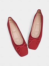 preiswerte Ballerinas für Damen-Grüne Ballerinas mit quadratischer Zehenpartie für Damen – Schlupfschuhe aus Kunstleder mit Schleife für die Freizeit, das Büro und das Wochenende
