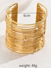 cheap Women&#039;s Bracelet-Women&#039;s Gold Layered Wire Cuff Bracelet - Rhinestone Studded Statement Bangle for Evening Parties and Cocktail Events
